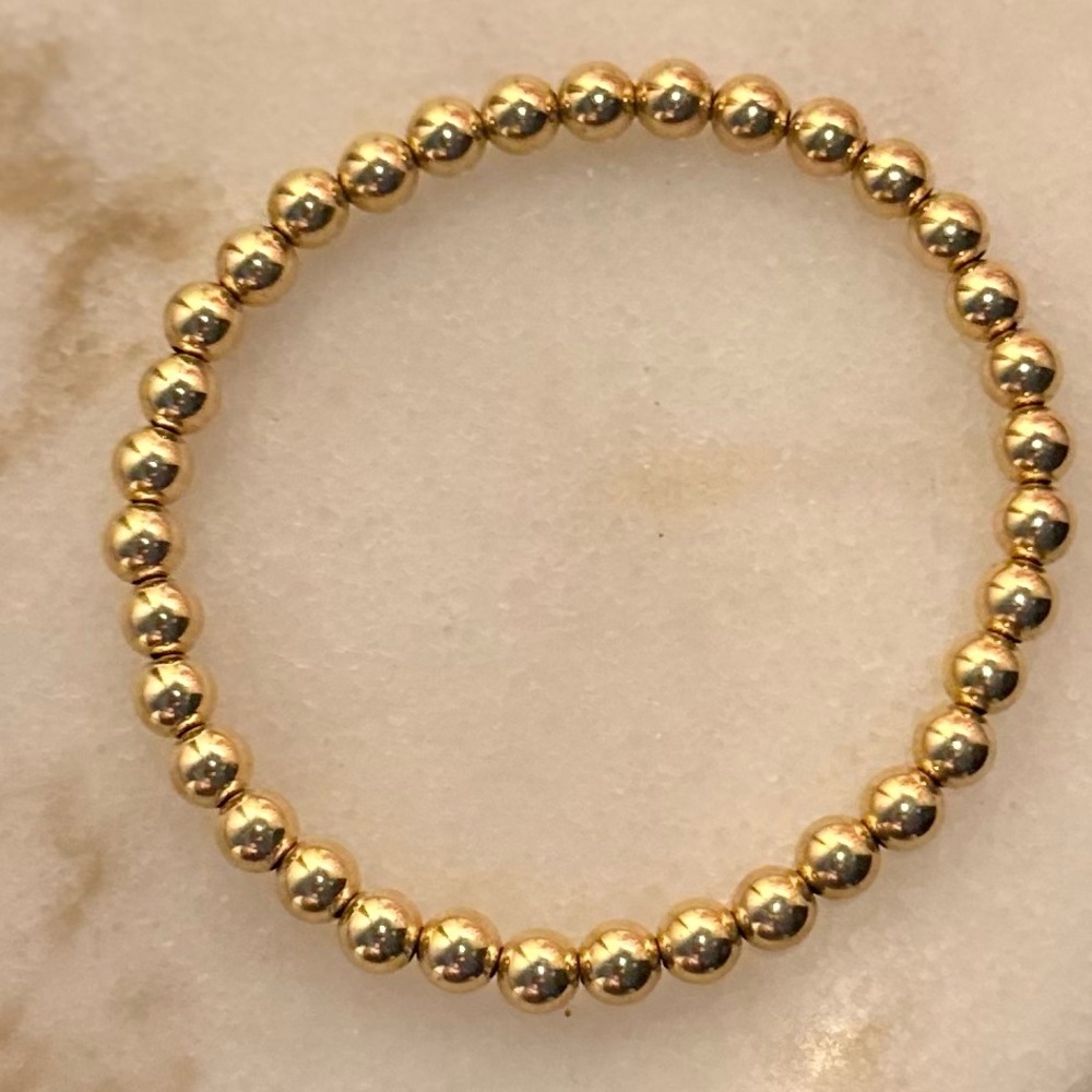 KAREN LAZAR 5mm AND 6mm Yellow Gold beaded bracelets🩷